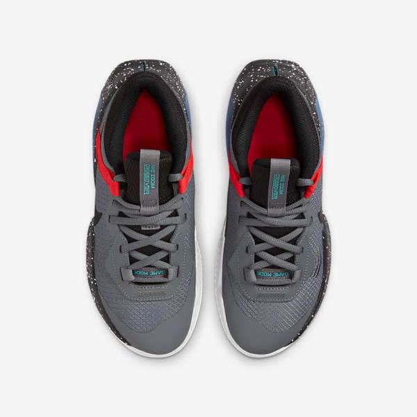 Kids' Nike Air Zoom Crossover Older Basketball Shoes Grey / Red / Turquoise / Black | NK981SUQ