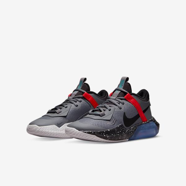 Kids' Nike Air Zoom Crossover Older Basketball Shoes Grey / Red / Turquoise / Black | NK981SUQ