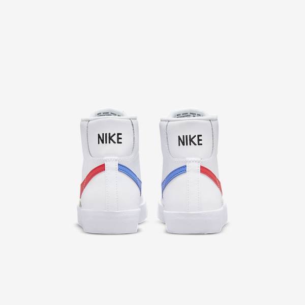 Kids' Nike Blazer Mid 77 Older Basketball Shoes White / Blue / Black / Red | NK293SKJ