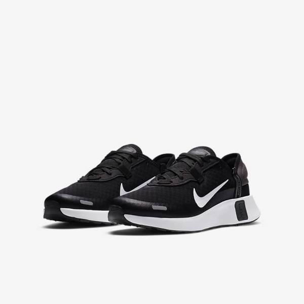 Kids' Nike Reposto Older Running Shoes Black / Dark Grey / White | NK745AQF