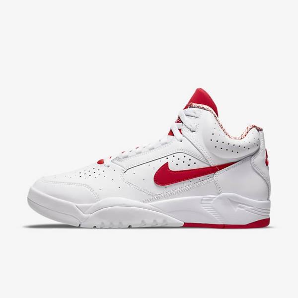 Men\'s Nike Air Flight Lite Mid Sneakers White / Red | NK346ZWB