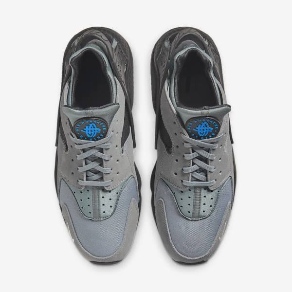 Men's Nike Air Huarache Sneakers Grey / Light Blue / Black / Metal Silver | NK356GRE