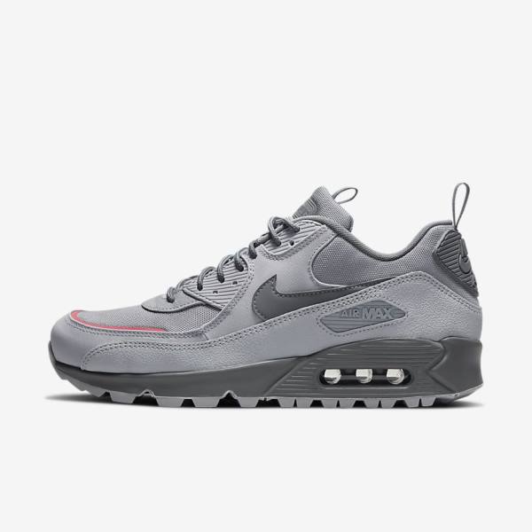 Men\'s Nike Air Max 90 Surplus Sneakers Grey / Pink Light Blue / Grey | NK265JCS