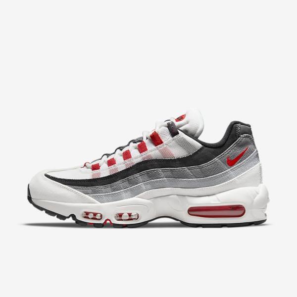 Men\'s Nike Air Max 95 Sneakers White / Light Grey / Red | NK918HUQ