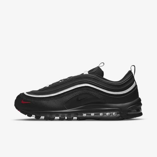 Men\'s Nike Air Max 97 Sneakers Black / Red / White | NK681OZG