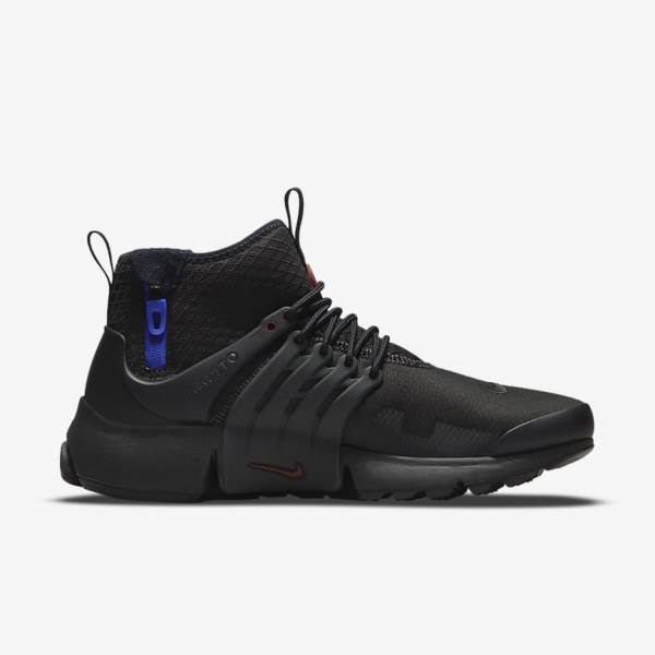 Men's Nike Air Presto Mid Utility Sneakers Black / Dark Grey / Blue / Red | NK457ETN