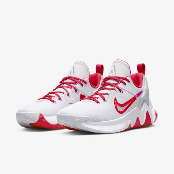 Men's Nike Giannis Immortality Basketball Shoes White / Pink / Platinum / Red | NK246VZQ