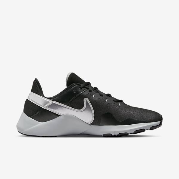 Men's Nike Legend Essential 2 Training Shoes Black / Metal Silver / Metal Grey | NK619BYH