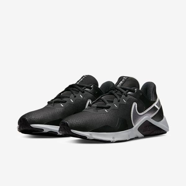 Men's Nike Legend Essential 2 Training Shoes Black / Metal Silver / Metal Grey | NK619BYH