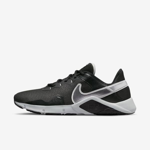 Men\'s Nike Legend Essential 2 Training Shoes Black / Metal Silver / Metal Grey | NK619BYH