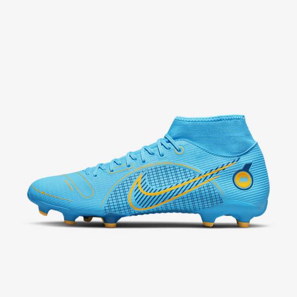 Men\'s Nike Mercurial Superfly 8 Academy MG Multi-Grounds Football Shoes Blue / Orange | NK093WDQ