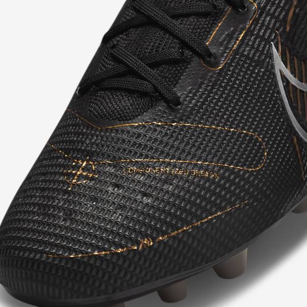 Men's Nike Mercurial Superfly 8 Elite AG Artificial-Grasss Football Shoes Black / Metal Silver / Grey / Metal Gold | NK735QZG