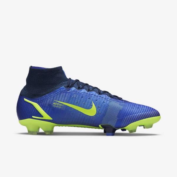 Men's Nike Mercurial Superfly 8 Elite FG Firm-Grounds Football Shoes Blue | NK390RAO