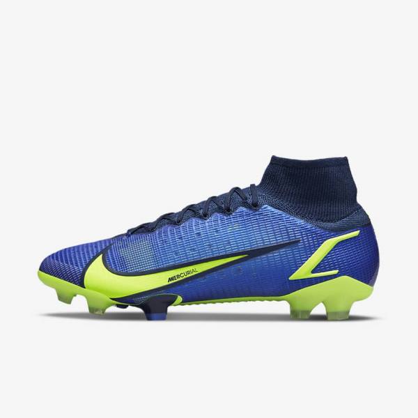 Men\'s Nike Mercurial Superfly 8 Elite FG Firm-Grounds Football Shoes Blue | NK390RAO