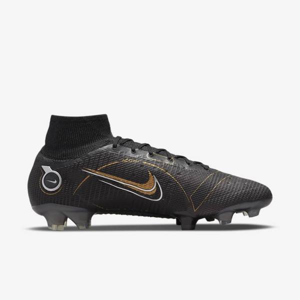 Men's Nike Mercurial Superfly 8 Elite FG Firm-Grounds Football Shoes Black / Metal Silver / Grey / Metal Gold | NK604YVO