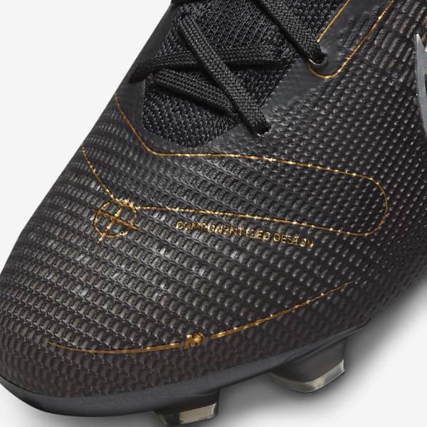 Men's Nike Mercurial Superfly 8 Elite FG Firm-Grounds Football Shoes Black / Metal Silver / Grey / Metal Gold | NK604YVO