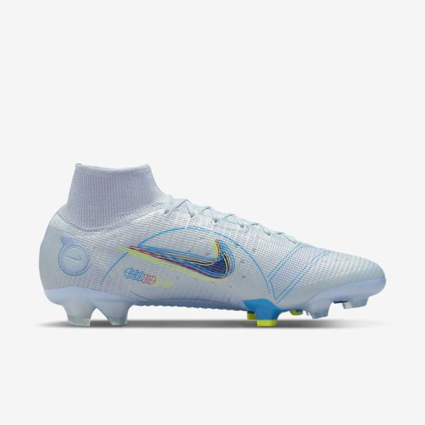 Men's Nike Mercurial Superfly 8 Elite FG Firm-Grounds Football Shoes Grey / Light Blue / Blue | NK750NZG