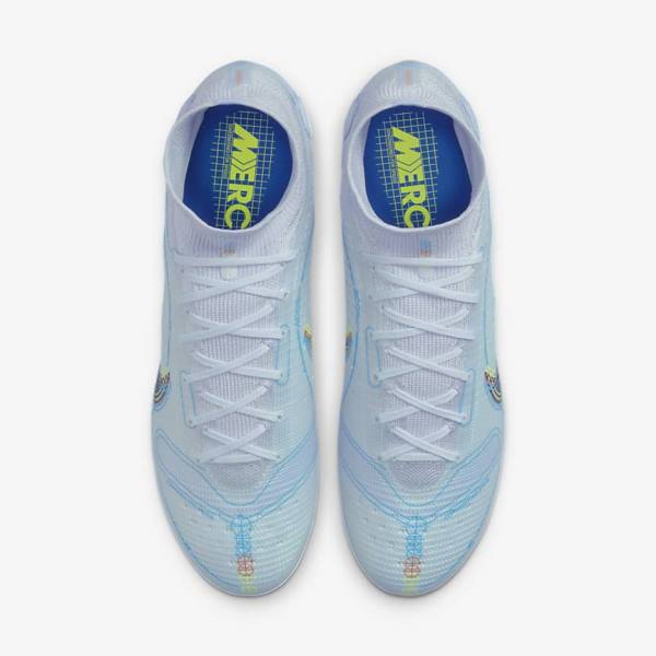 Men's Nike Mercurial Superfly 8 Elite FG Firm-Grounds Football Shoes Grey / Light Blue / Blue | NK750NZG