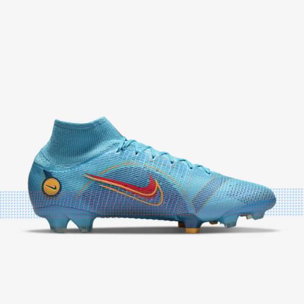 Men's Nike Mercurial Superfly 8 Elite FG Firm-Grounds Football Shoes Blue / Orange | NK869ELO