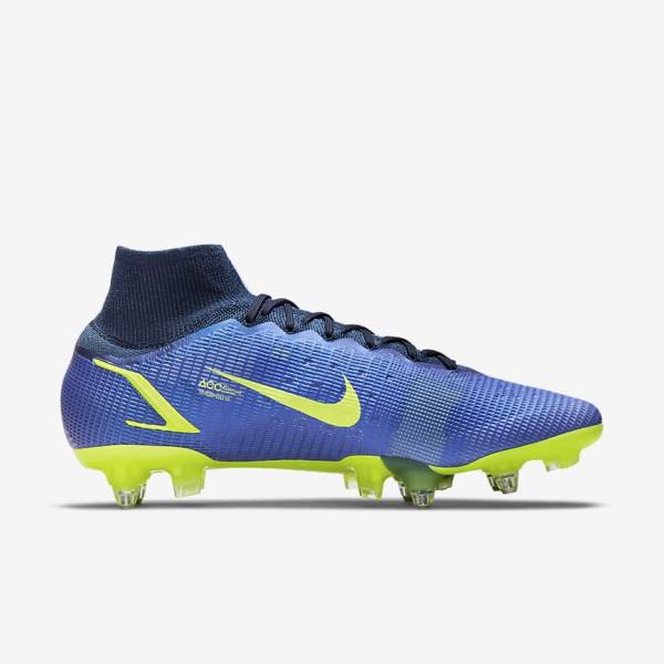 Men's Nike Mercurial Superfly 8 Elite SG-Pro AC Soft-Ground Football Shoes Blue | NK691LEX