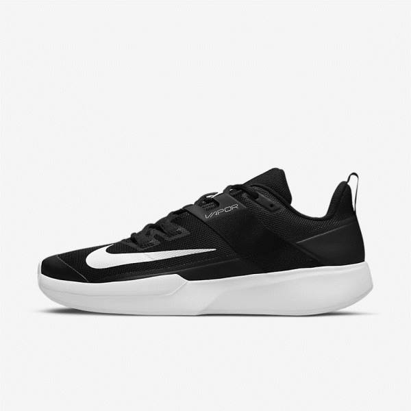 Men\'s Nike NikeCourt Vapor Lite Clay Court Tennis Shoes Black / White | NK940UGW