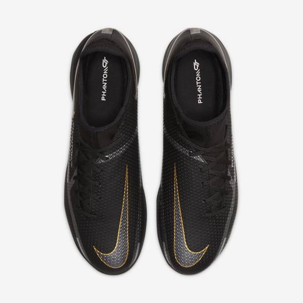 Men's Nike Phantom GT2 Academy Dynamic Fit IC Indoor Court Football Shoes Black / Metal Gold / Dark Grey / Metal Dark Grey | NK368COD