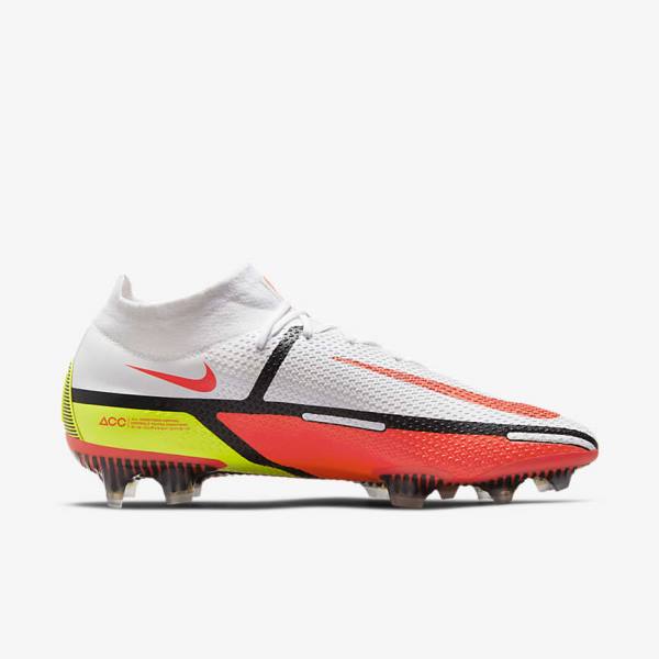 Men's Nike Phantom GT2 Dynamic Fit Elite FG Firm-Ground Football Shoes White / Light Red | NK042IKE