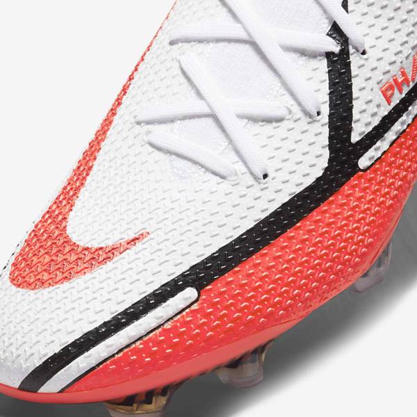 Men's Nike Phantom GT2 Dynamic Fit Elite FG Firm-Ground Football Shoes White / Light Red | NK042IKE