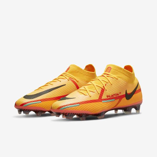 Men's Nike Phantom GT2 Dynamic Fit Elite FG Firm-Ground Football Shoes Orange / Light Red / Black | NK481GRX