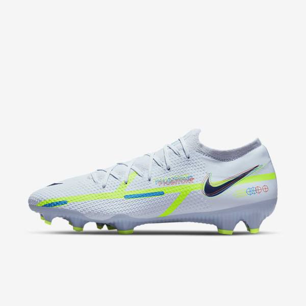 Men\'s Nike Phantom GT2 Pro FG Firm-Ground Football Shoes Grey / Light Blue | NK870FZB