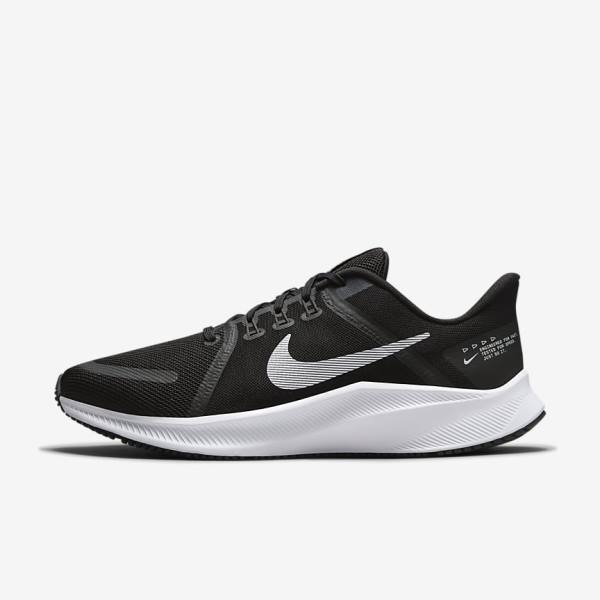 Men\'s Nike Quest 4 Road Running Shoes Black / Dark Grey / White | NK618EVC