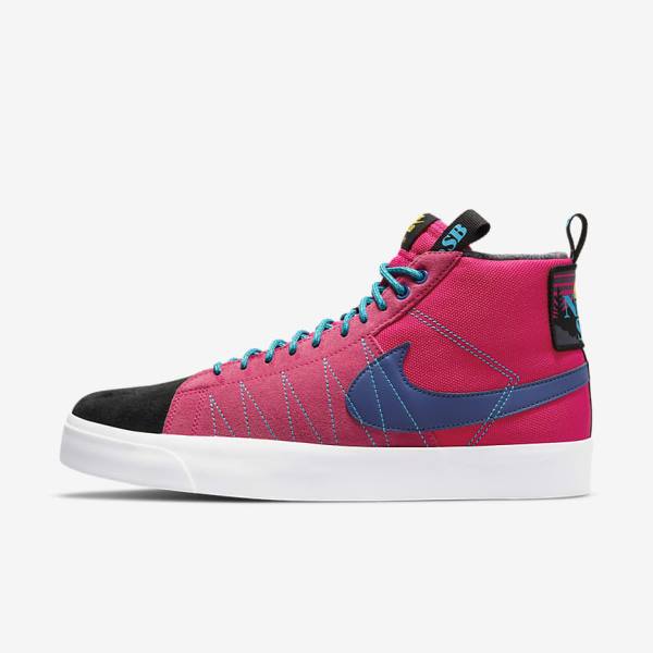 Men\'s Nike SB Zoom Blazer Mid Premium Skate Shoes Pink / Blue / Royal Blue | NK604EMR