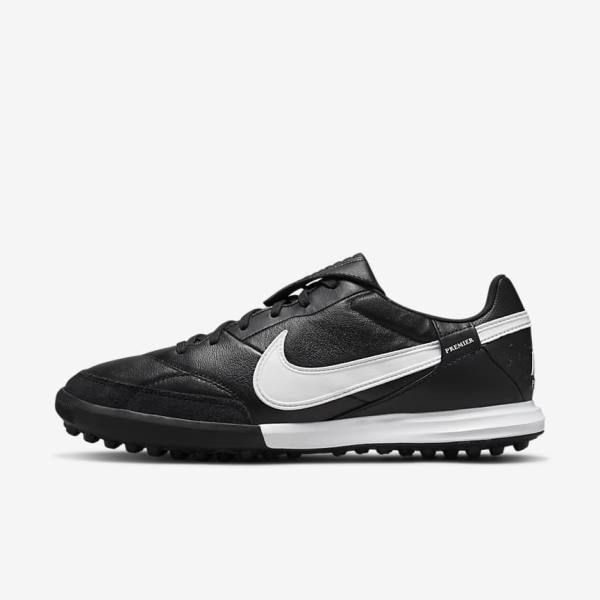 Men\'s Nike The Premier 3 TF Artificial-Turf Football Shoes Black / White | NK249ZTJ