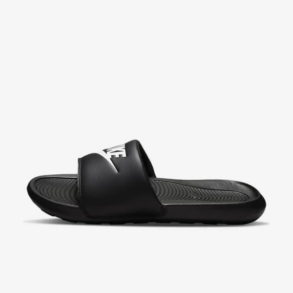 Men\'s Nike Victori One Slides Black / White | NK961MGD