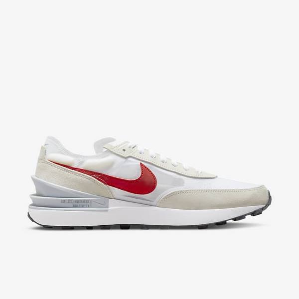 Men's Nike Waffle One Sneakers White / Green / Metal Silver / Red | NK783RMQ