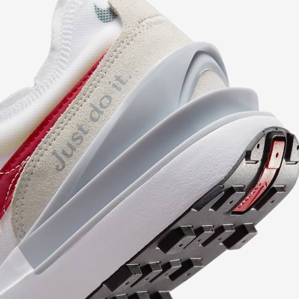 Men's Nike Waffle One Sneakers White / Green / Metal Silver / Red | NK783RMQ