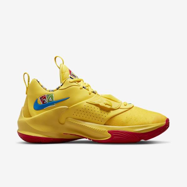 Men's Nike Zoom Freak 3 Basketball Shoes Yellow / White / Red / Black | NK568XET