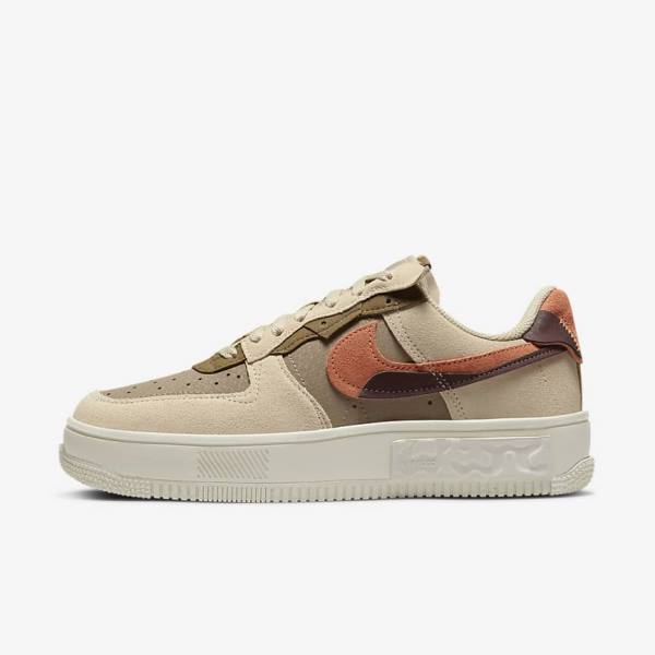 Women\'s Nike Air Force 1 Fontanka Sneakers Burgundy / Khaki | NK540SDH