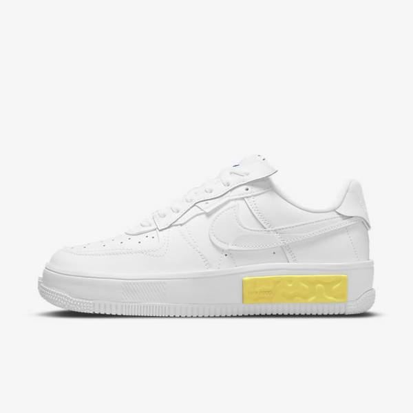 Women\'s Nike Air Force 1 Fontanka Sneakers White / Yellow / White | NK850RVJ