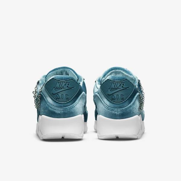 Women's Nike Air Max 90 Premium Sneakers Grey Green / Metal Silver / White / Grey Green | NK356NOR