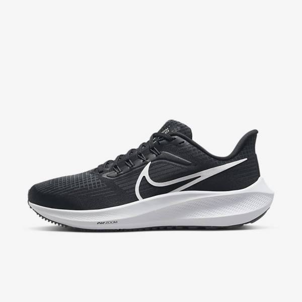 Women\'s Nike Air Zoom Pegasus 39 Road Running Shoes Black / Dark Grey / White | NK805STD