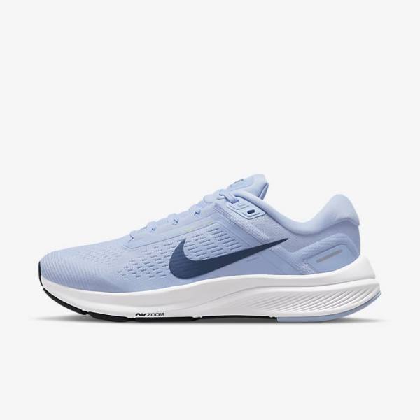 Women\'s Nike Air Zoom Structure 24 Road Running Shoes Light Blue / White / Navy / Navy | NK812DQL