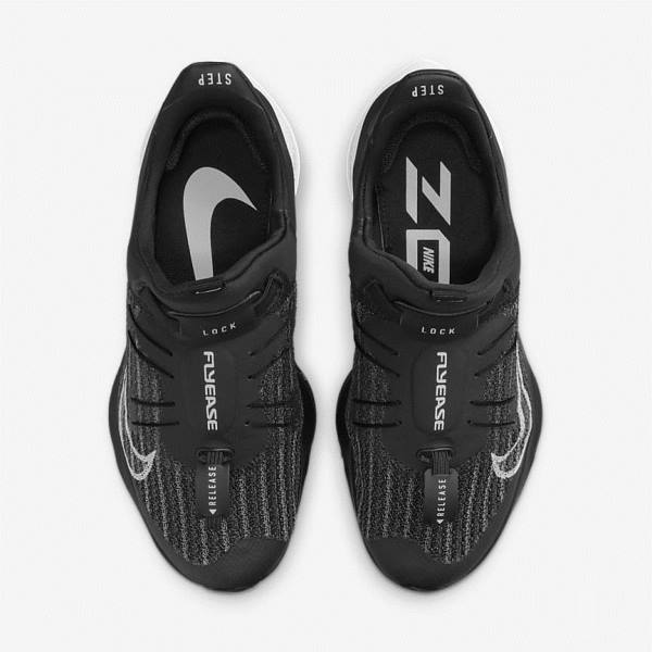 Women's Nike Air Zoom Tempo NEXT% FlyEase Easy On-Off Road Running Shoes Black / White | NK412GMT