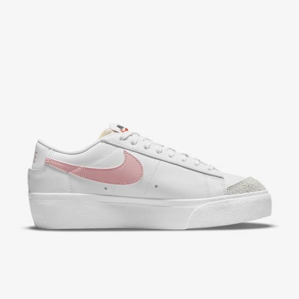 Women's Nike Blazer Low Platform Sneakers White / Black / Pink | NK965BEU