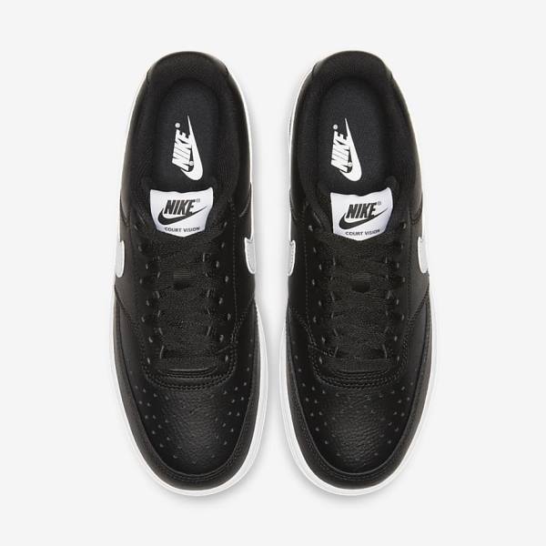 Women's Nike Court Vision Low Sneakers Black / White | NK395FON