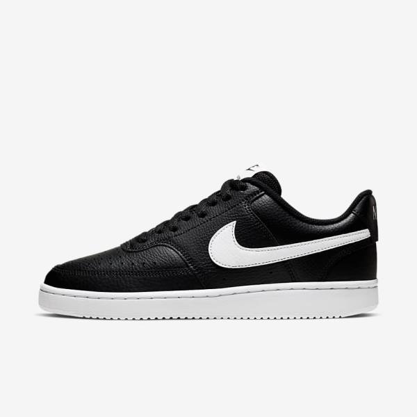 Women\'s Nike Court Vision Low Sneakers Black / White | NK395FON