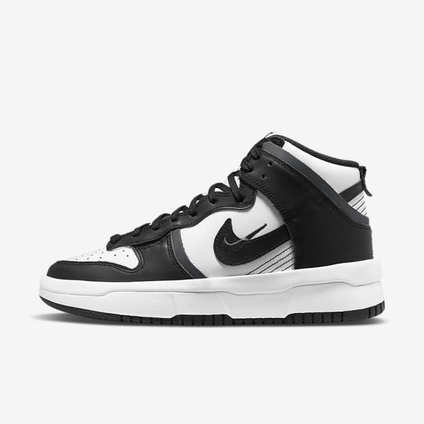 Women\'s Nike Dunk High Up Sneakers White / Dark Grey / Black | NK095VAZ