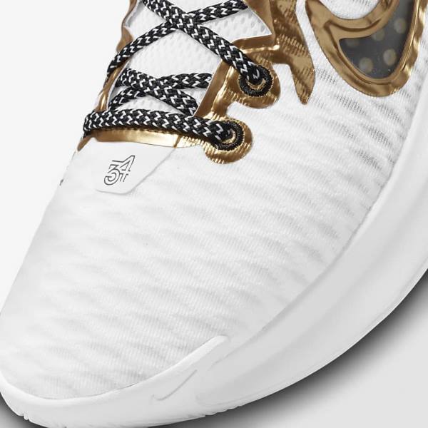 Women's Nike Giannis Immortality Basketball Shoes White / Black / Metal Gold | NK501XHR