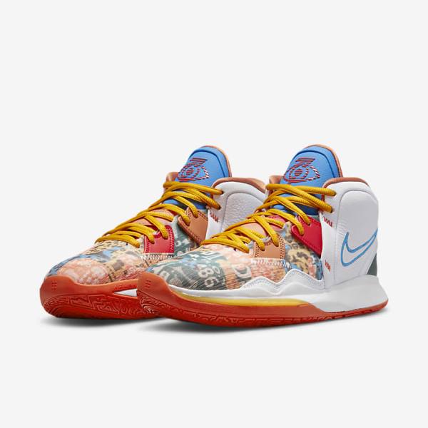 Women's Nike Kyrie Infinity Basketball Shoes White / Red / Gold / Light Blue | NK706LVJ