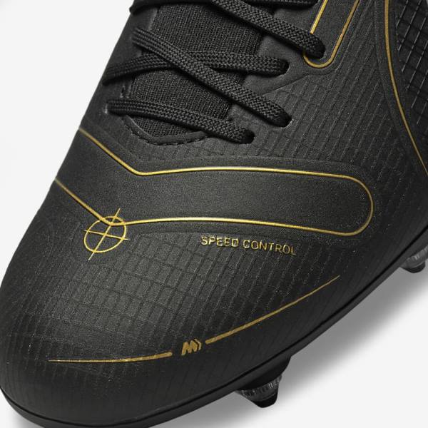 Women's Nike Mercurial Superfly 8 Academy SG-PRO Anti-Clog Traction Soft-Grounds Football Shoes Black / Metal Silver / Grey / Metal Gold | NK310COH